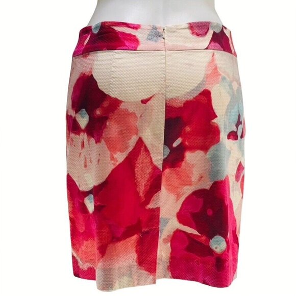 LOFT ANN TAYLOR Skirt Cotton Floral Pencil Skirt With Back Zipper Closure Knee L - Picture 2 of 10